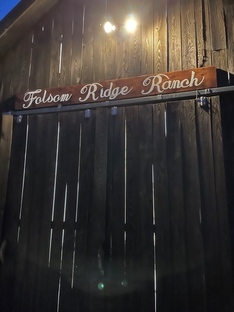 Night view of the Folsom Ridge Ranch barn